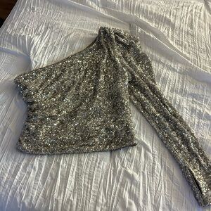 Silver sequins top